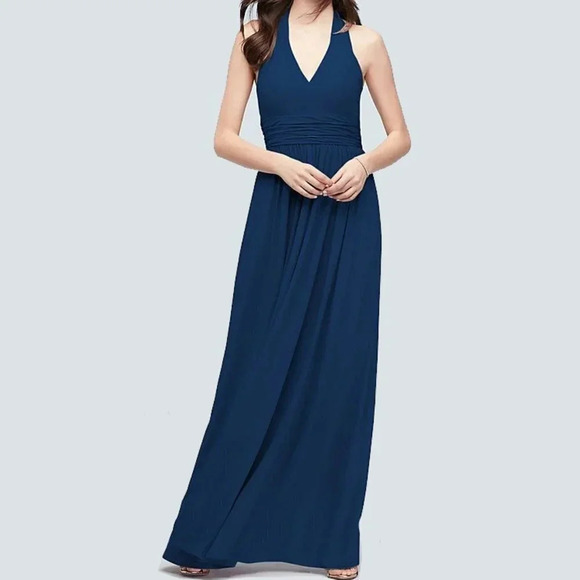 David's Bridal Dresses & Skirts - David's Bridal Halter Ruched Georgette Dress